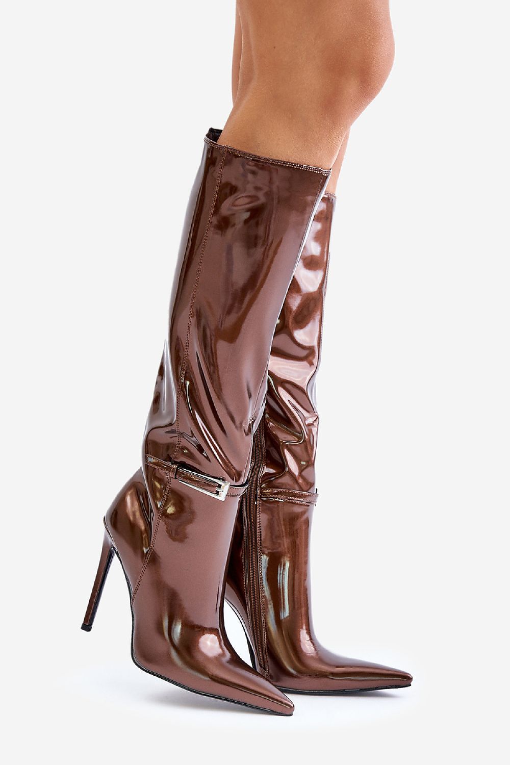 STEP IN STYLE Brown Leather European pointed toe Stilettos Heel Boots