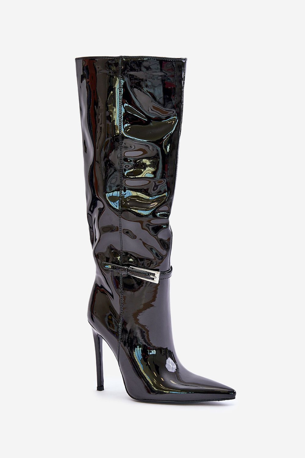 STEP IN STYLE Leather Stiletto Calf-high Heel Boots