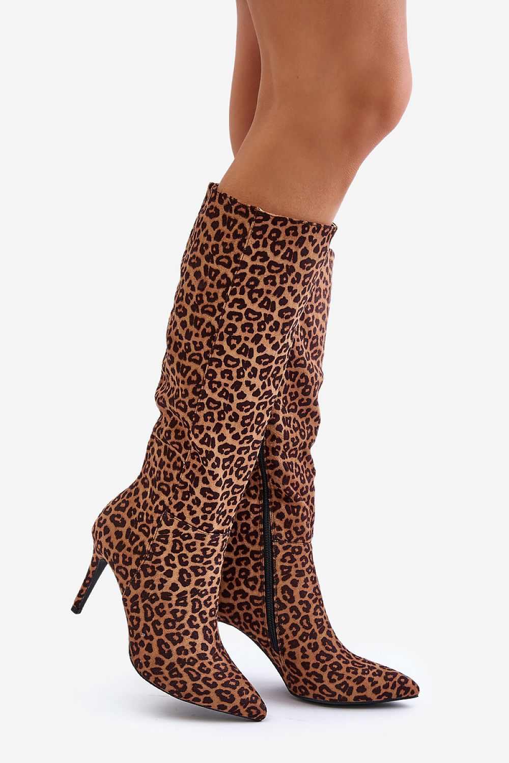 STEP IN STYLE Brown Women's Leopard Print European Heel Boots