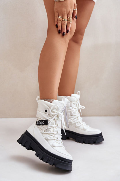 LEE COOPER White-black European Ankle-High Platform Snow Boots