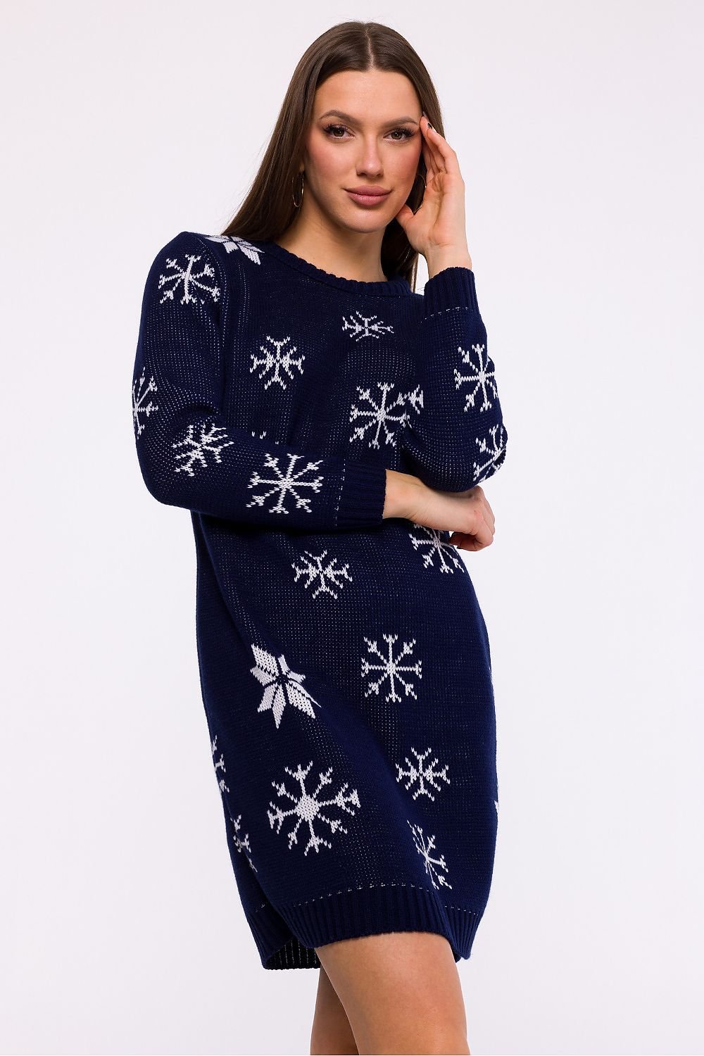 MOE Navy Blue Snowflake Sweater Dress