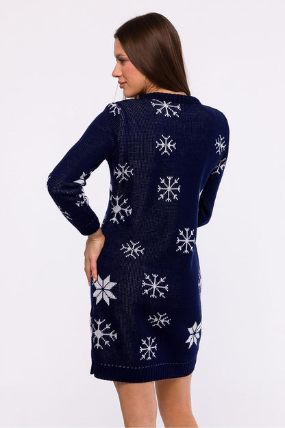 MOE Navy Blue Snowflake Sweater Dress