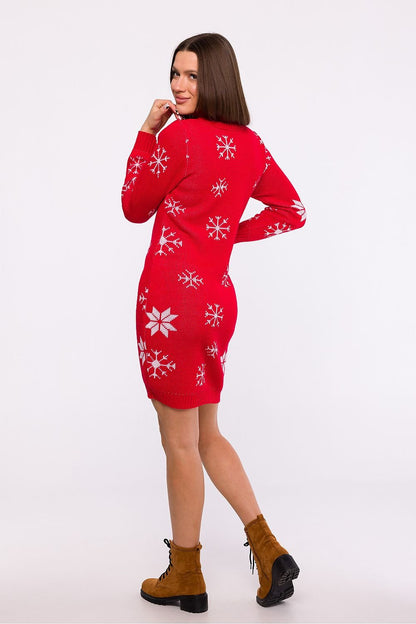 MOE Red Snowflakes Sweater Dress