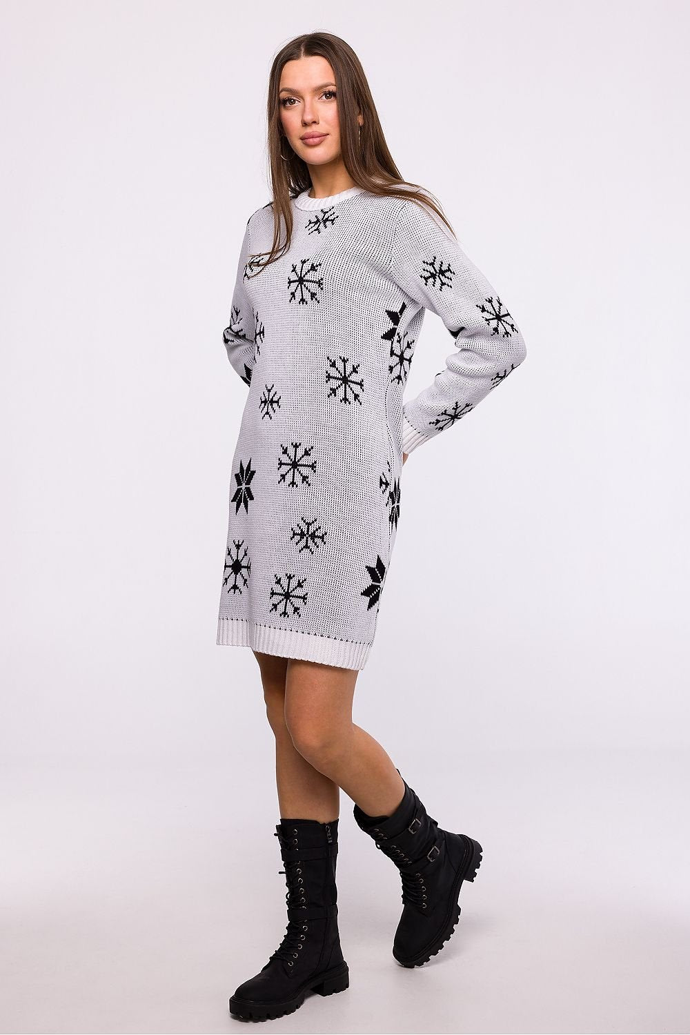 MOE White Snowflake Sweater Dress