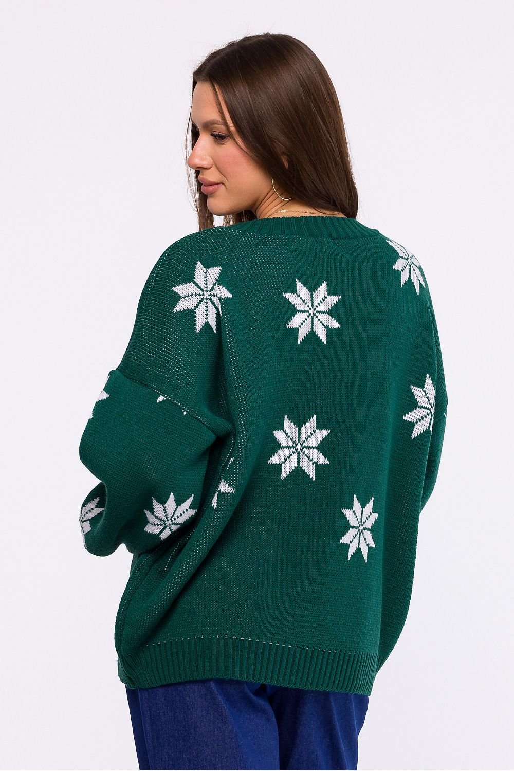 MOE Green "Merry" Written Oversized Snowflake Christmas Sweater ❄️