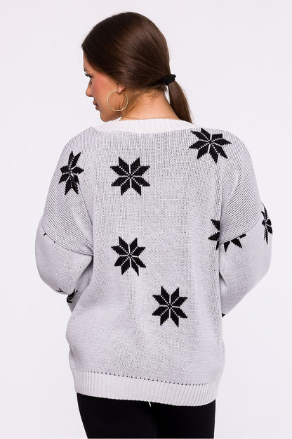 MOE White "Merry" Written Oversized  Snowflake Christmas Sweater ❄️