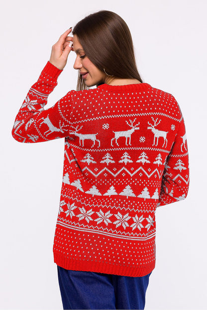 MOE Red Reindeer Christmas Tree Christmas Sweater From Poland