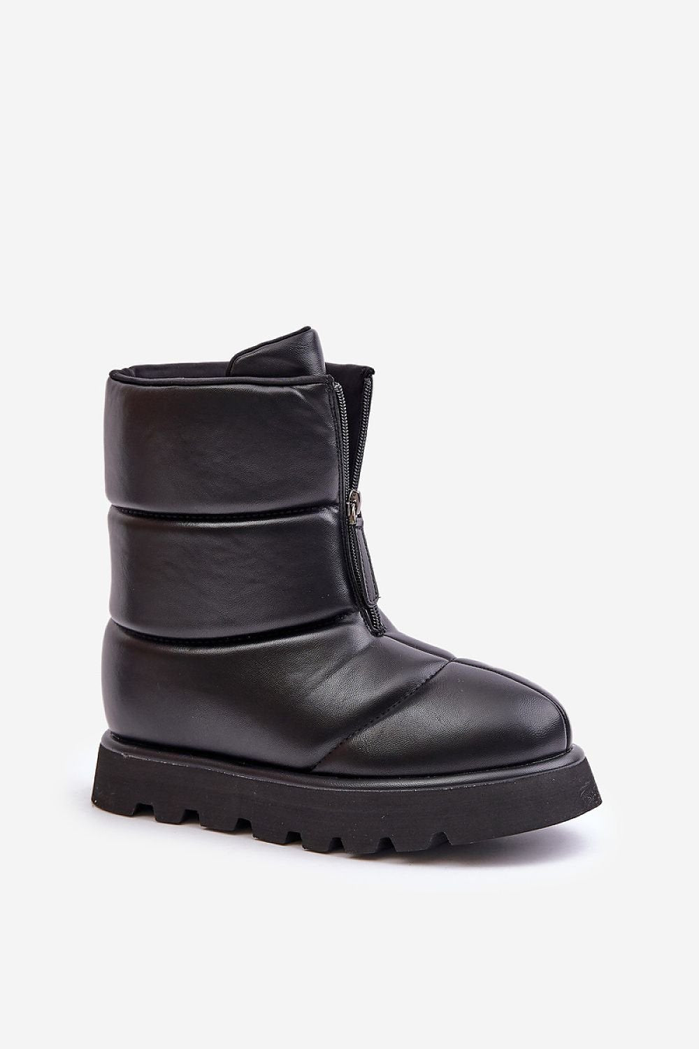 STEP IN STYLE Women's Black Leather Snow boots from Poland