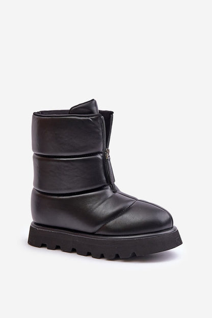 STEP IN STYLE Women's Black Leather Snow boots from Poland