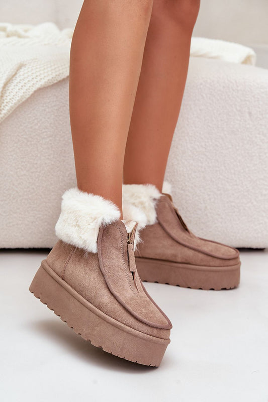 STEP IN STYLE Women's Beige Suede Ankle Snow boots from Poland