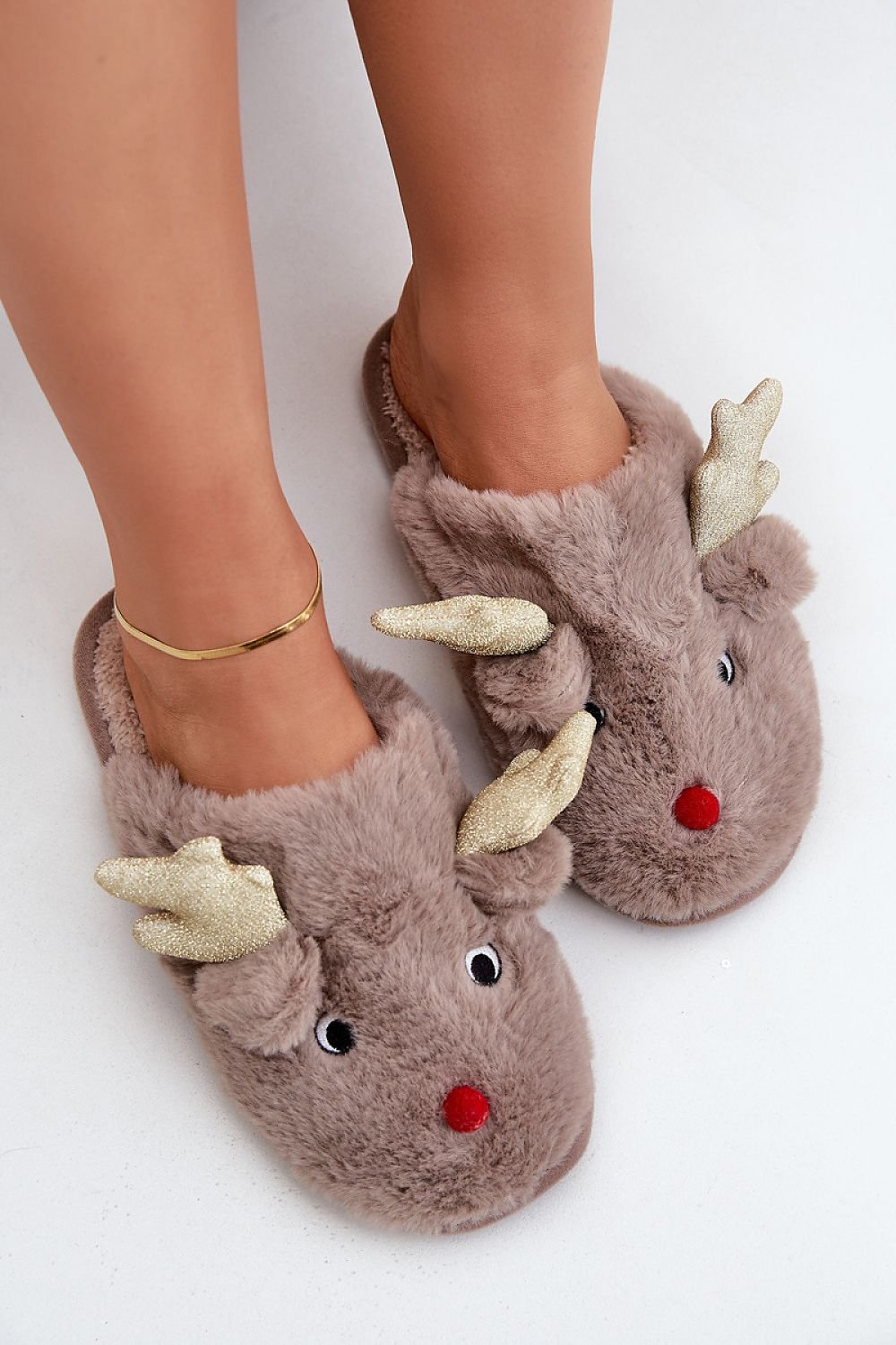 STEP IN STYLE Charming Women's European Fur Reindeer Winter Slippers