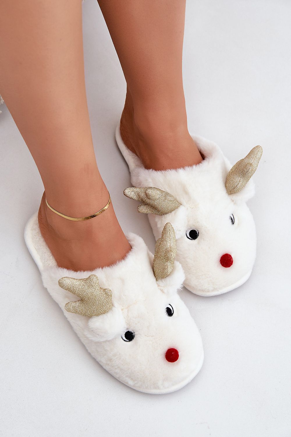 STEP IN STYLE Charming Women's European Fur Reindeer Winter Slippers