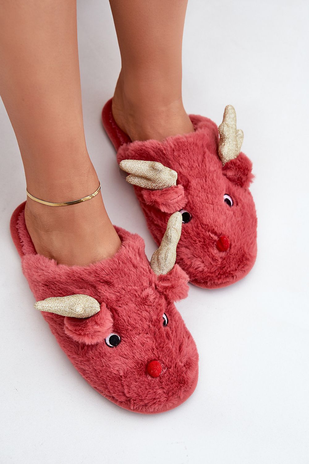 STEP IN STYLE Charming Women's European Fur Reindeer Winter Slippers