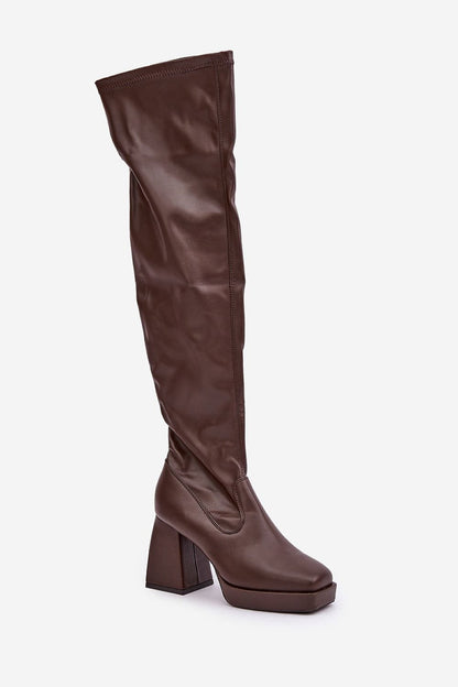 STEP IN STYLE Women's Above-the-Knee European Leather Squared Heel Boots