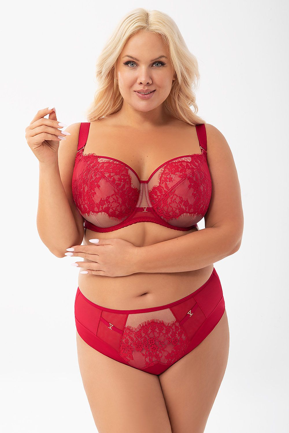 GORSENIA Rose Gold Red Plus-size European Full Coverage Floral Bra