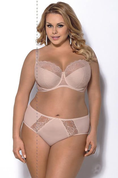 GORSENIA LINGERIE Beige Plus-size European-made Semi-soft Bra with Lace Detail