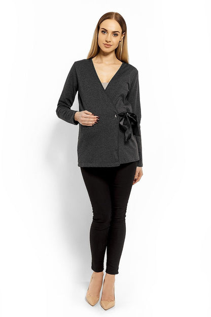 PEEKABOO Women's Long Sleeve Wrap Blouse with Side Tie ade in Europe