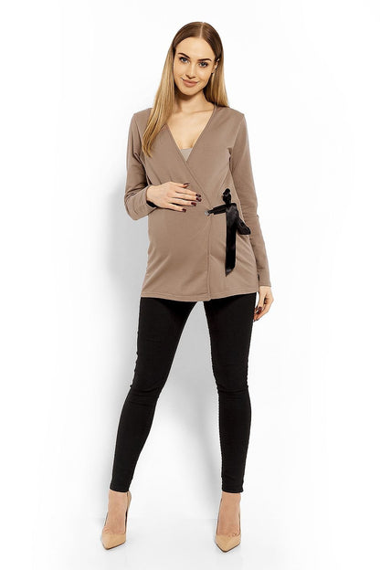 PEEKABOO Women's Long Sleeve Wrap Blouse with Side Tie ade in Europe