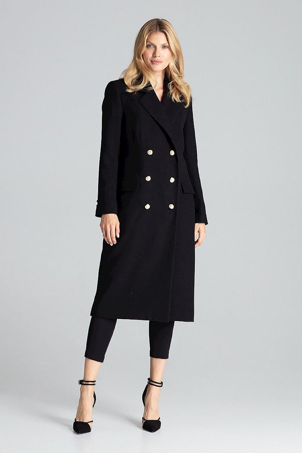 FIGL Women's Double-breasted Knee-length European Blazer Coat