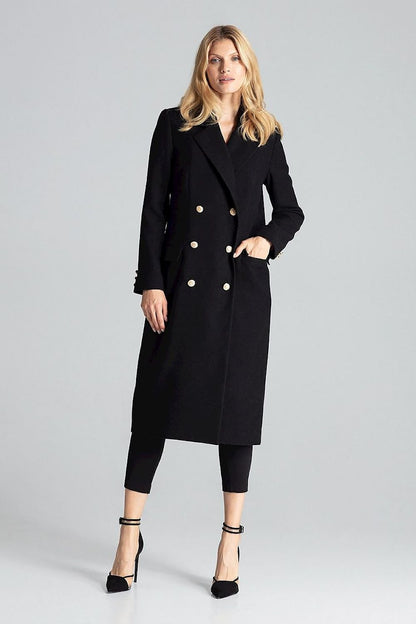 FIGL Women's Double-breasted Knee-length European Blazer Coat