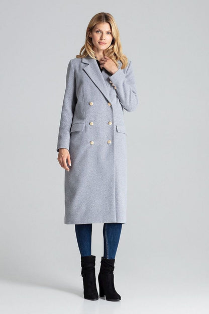 FIGL Women's Double-breasted Knee-length European Blazer Coat