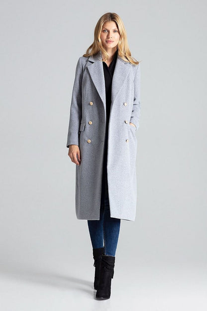 FIGL Women's Double-breasted Knee-length European Blazer Coat