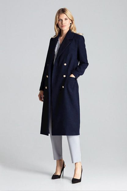 FIGL Women's Double-breasted Knee-length European Blazer Coat