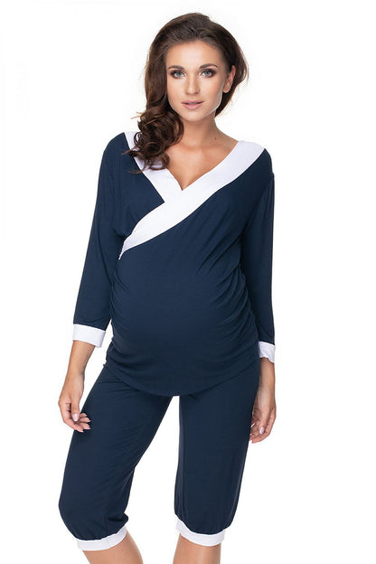 PEEKABOO 2 Piece Viscose Maternity & Nursing Pajama Set