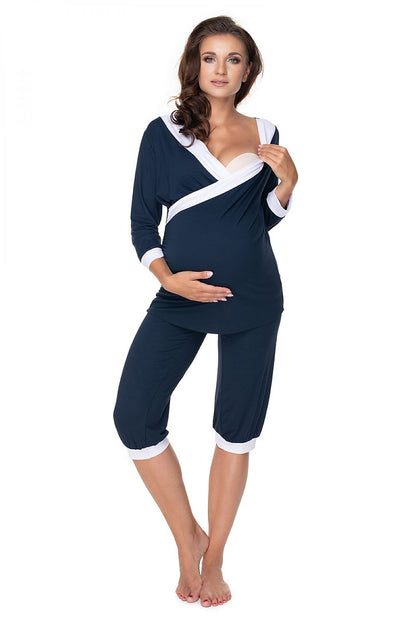 PEEKABOO 2 Piece Viscose Maternity & Nursing Pajama Set