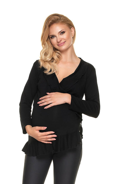 PEEKABOO Viscose Maternity Wrap Blouse with Ruffle Details Made in Poland