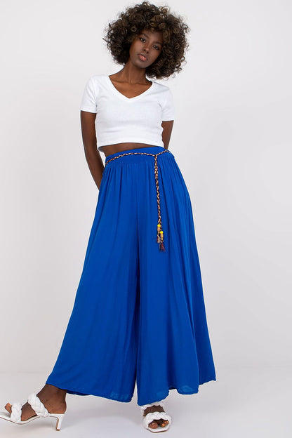 Och Bella Women High-waisted Viscose Wide-leg Pants with Decorative Belt- European Brand