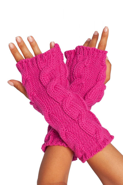 BE KNIT Women's Long Fingerless Knit Gloves