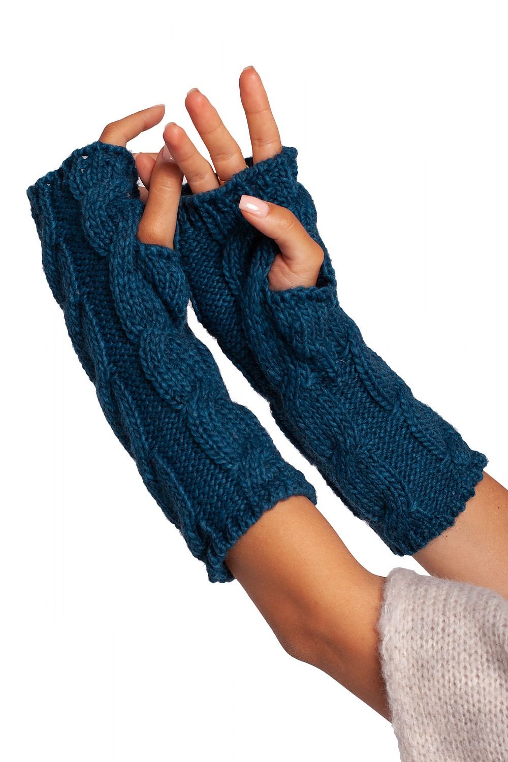 BE KNIT Women's Long Fingerless Knit Gloves