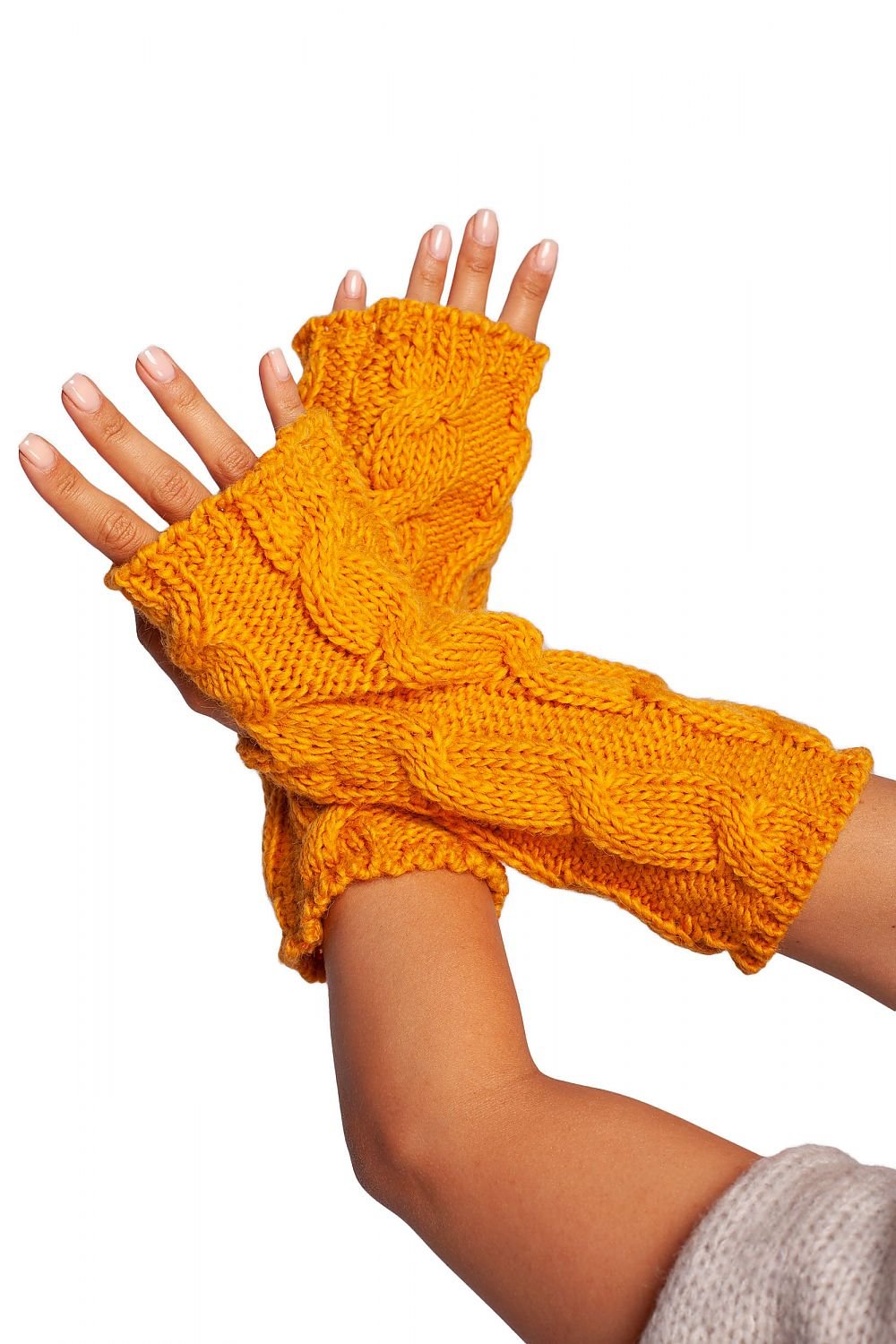 BE KNIT Women's Long Fingerless Knit Gloves