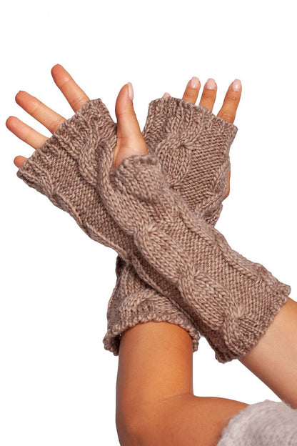 BE KNIT Women's Long Fingerless Knit Gloves