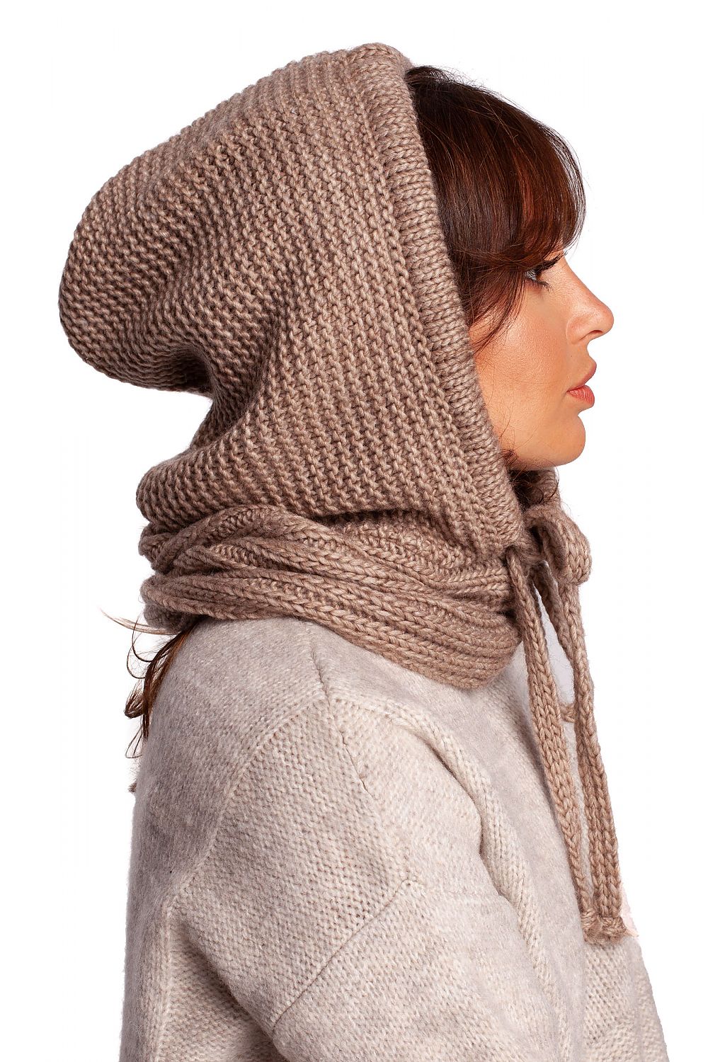 BE KNIT Women's European-made Knitted Infinity Scarf/Hood