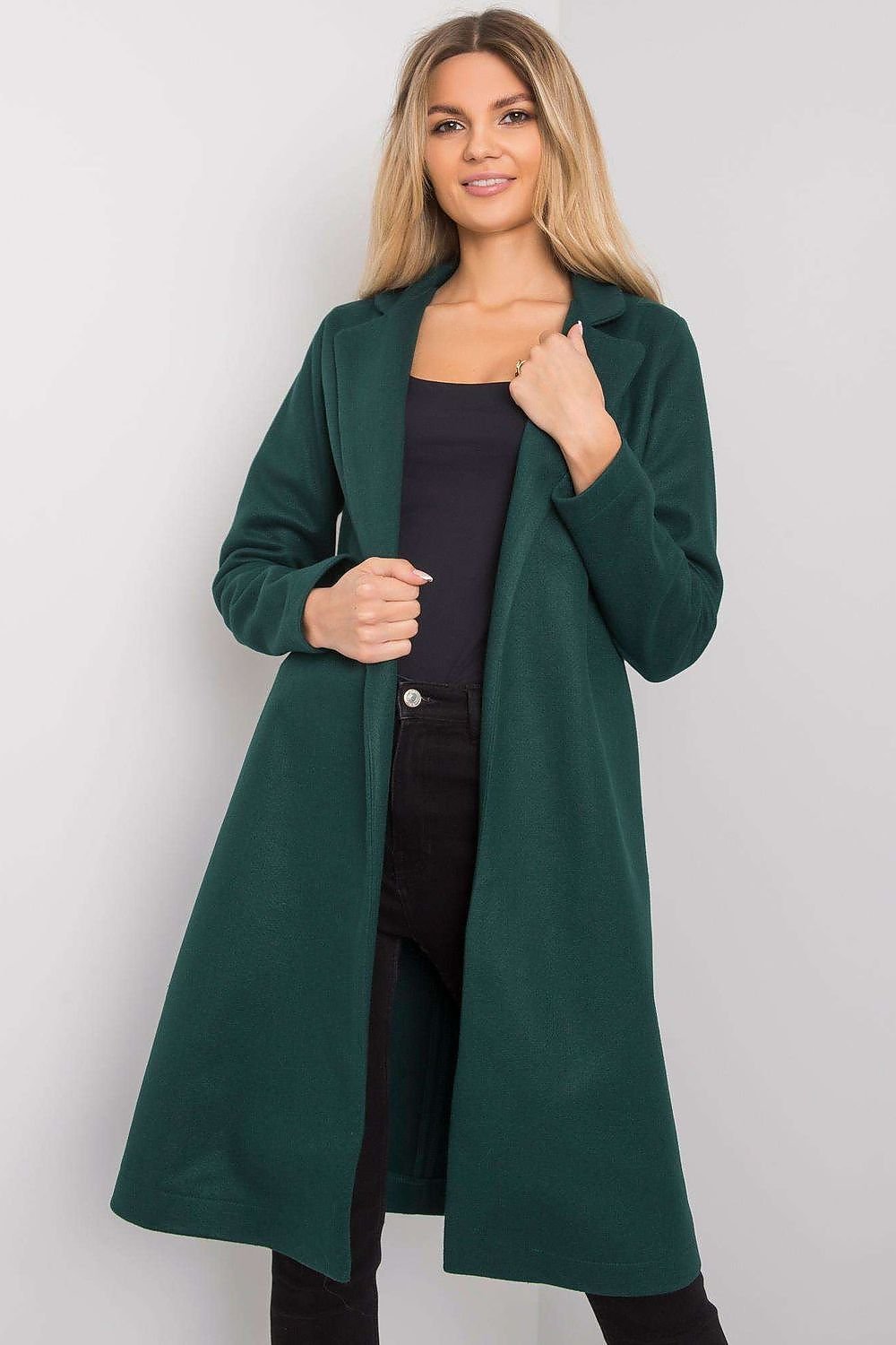 RUE PARIS Unbuttoned Fashion European Cardigan Coat with Shoulder Pads