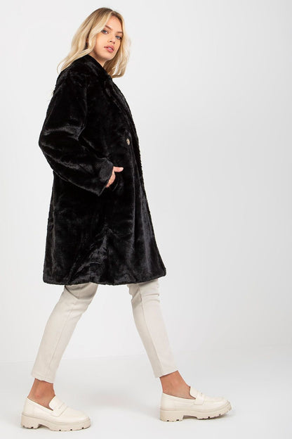 OCH BELLA Luxurious European Knee-length Fur Coat with Side Pockets