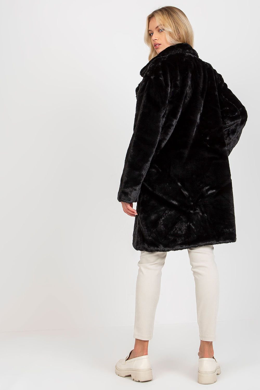 OCH BELLA Luxurious European Knee-length Fur Coat with Side Pockets