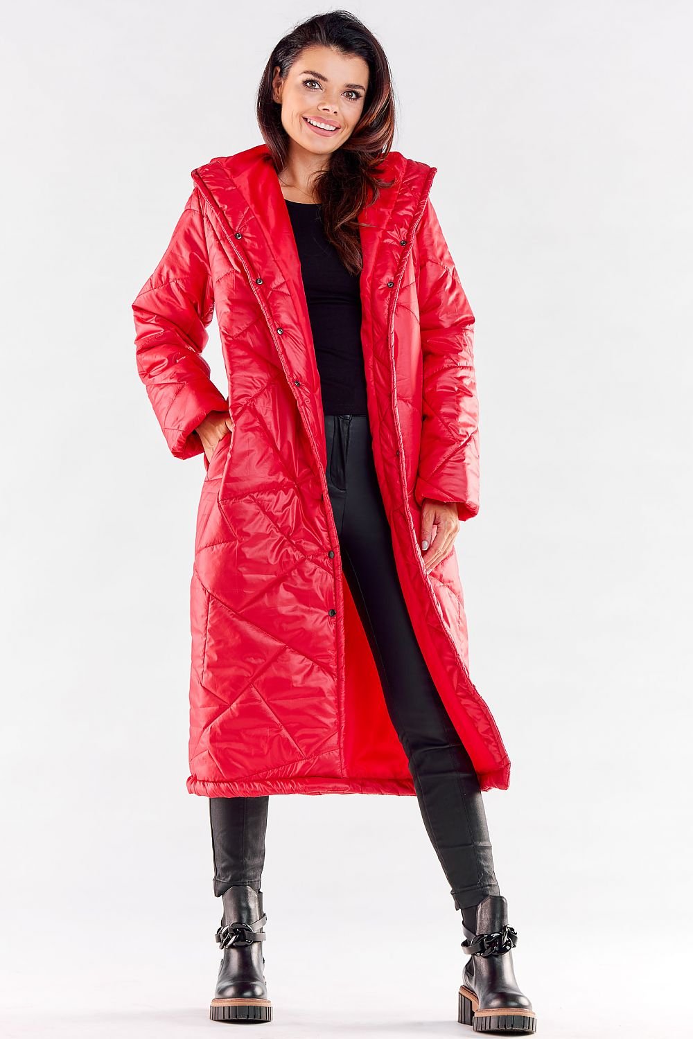 AWANA's European Long Quilted Windshield Coat with large Hood