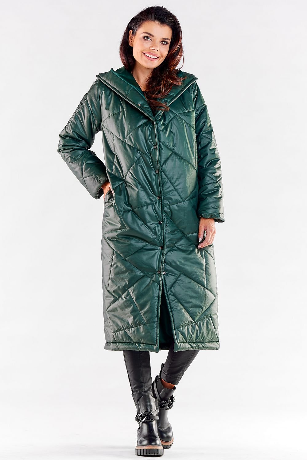 AWANA's European Long Quilted Windshield Coat with large Hood