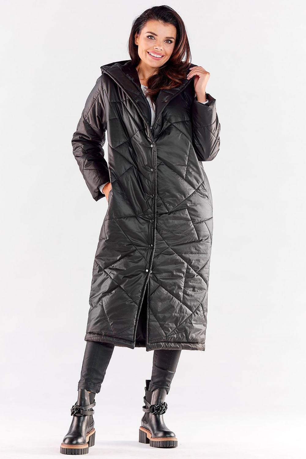 AWANA's European Long Quilted Windshield Coat with large Hood