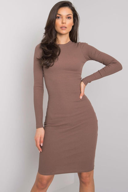 RUE PARIS Women's European-made Above-the-knee Bodycon Pencil Cut Dress with Long Sleeves