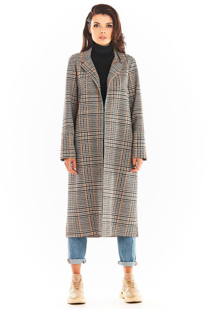 AWANA European Style Plaid Trench Coat with a Belt- Euro Brand