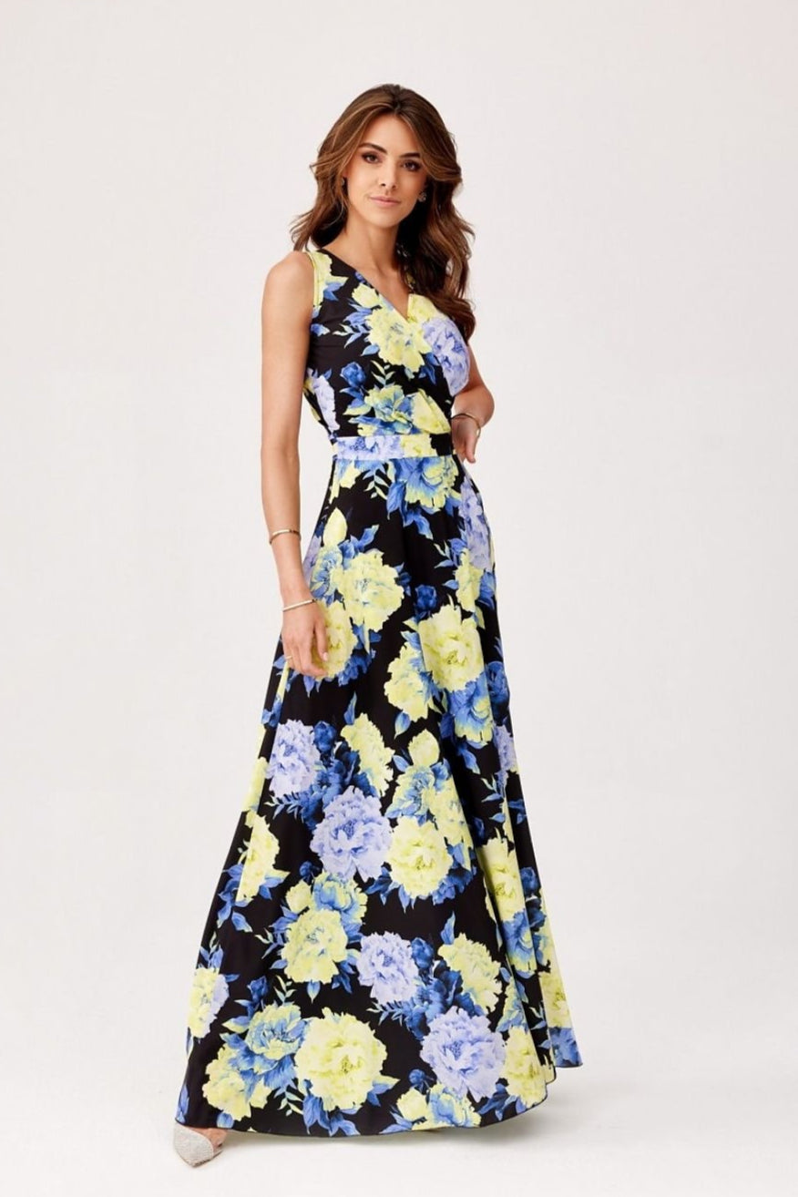 Roco Fashion Women's Flared Maxi Sleeveless Floral Dress