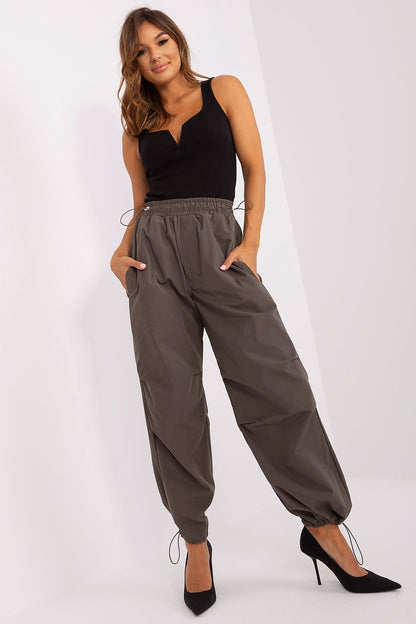 Och Bella Women Parachute Trousers with Drawstring Waist & Ankles