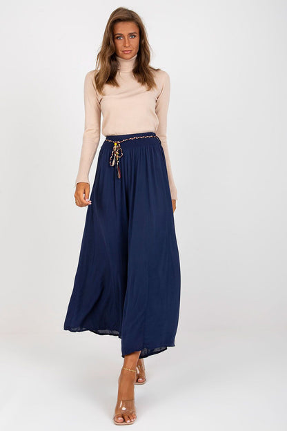 Och Bella Women High-waisted Viscose Wide-leg Pants with Decorative Belt- European Brand