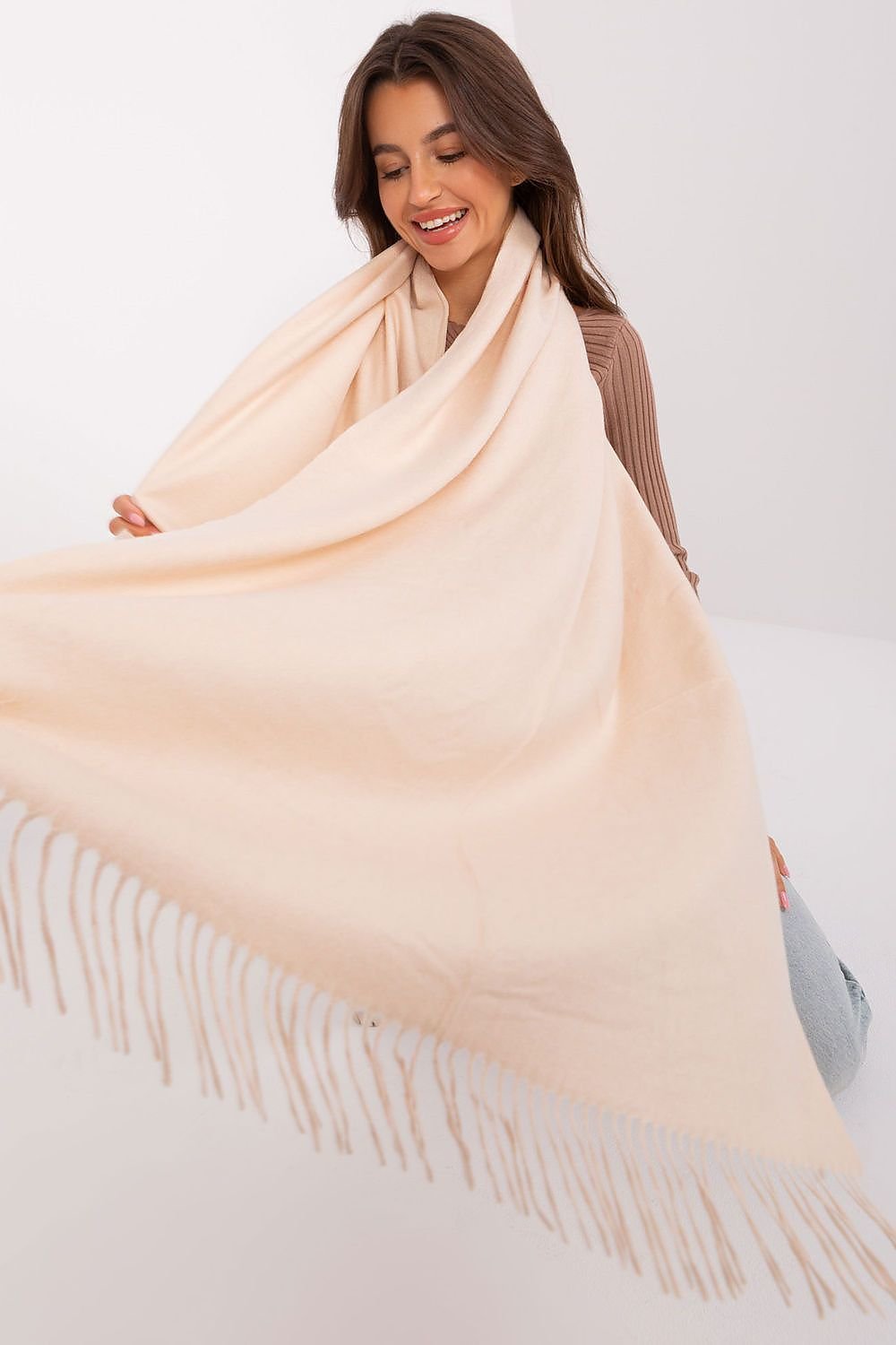 A.T. Long European Winter Shawl with Decorative Tassels