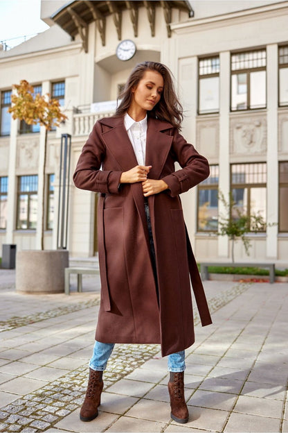 ROCO FASHION Luxurious Women's Classic Belted European Trench Coat with Front Pocket