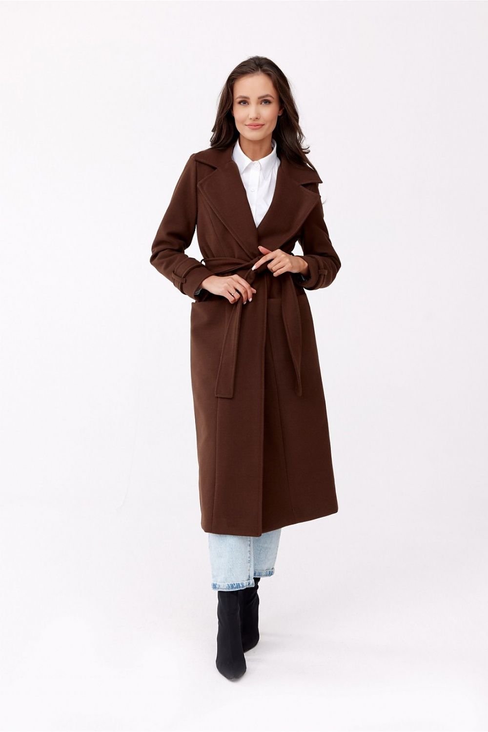 ROCO FASHION Luxurious Women's Classic Belted European Trench Coat with Front Pocket